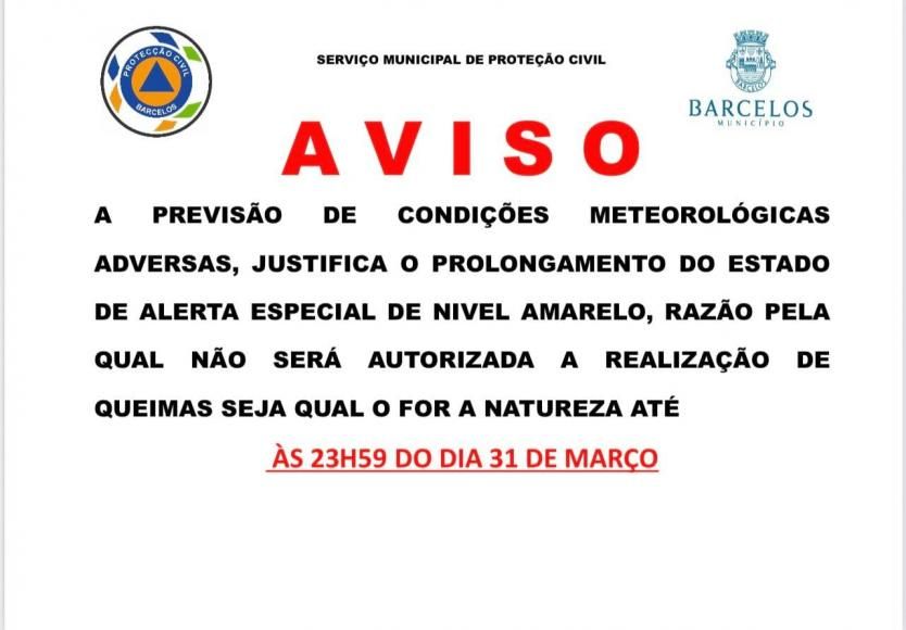 Prolongamento da proibição de realização de queimas