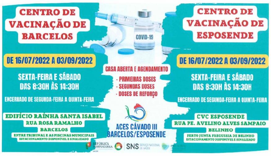 Novo horário do Centro de Vacinação de Barcelos