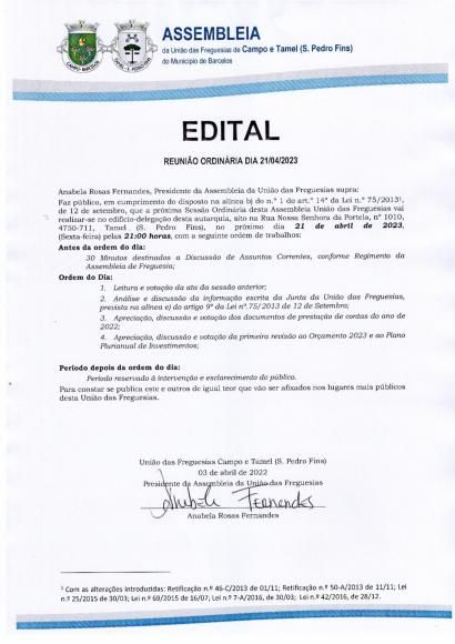 	EDITAL - Sessão Ordinária de Abril 2023