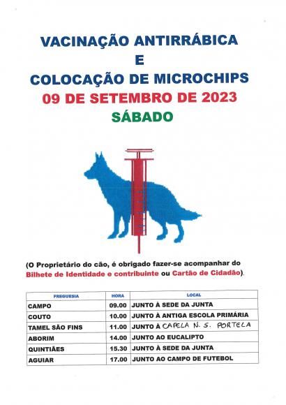 CAMPANHA DE VACINAÇÃO ANTIRRÁBICA E MICROCHIPS 2023