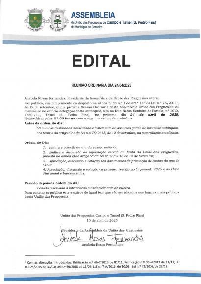 Sessão ordinária de 24 de abril de 2025