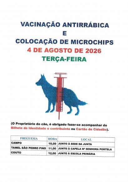 Campanha de Vacina&ccedil;&atilde;o Antirr&aacute;bica e Identifica&ccedil;&atilde;o Eletr&oacute;nica (CVAR) 4 de agosto 2026