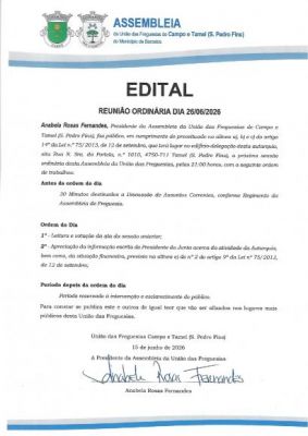 Sess&atilde;o ordin&aacute;ria de 26 de junho de 2026
