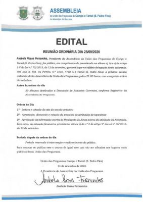 Sess&atilde;o ordin&aacute;ria de 25de setembro de 2026